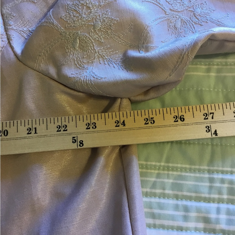 CHICO’S Light Pink Textured Linen size 4 (XXL=20) Blazer Jean jacket 3/4 sleeve - Picture 10 of 12